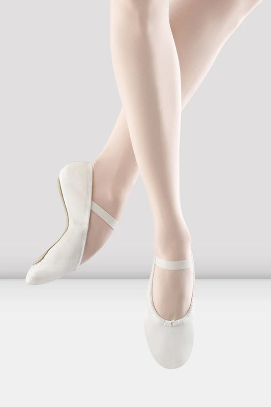 Ladies Dansoft Leather Ballet- White